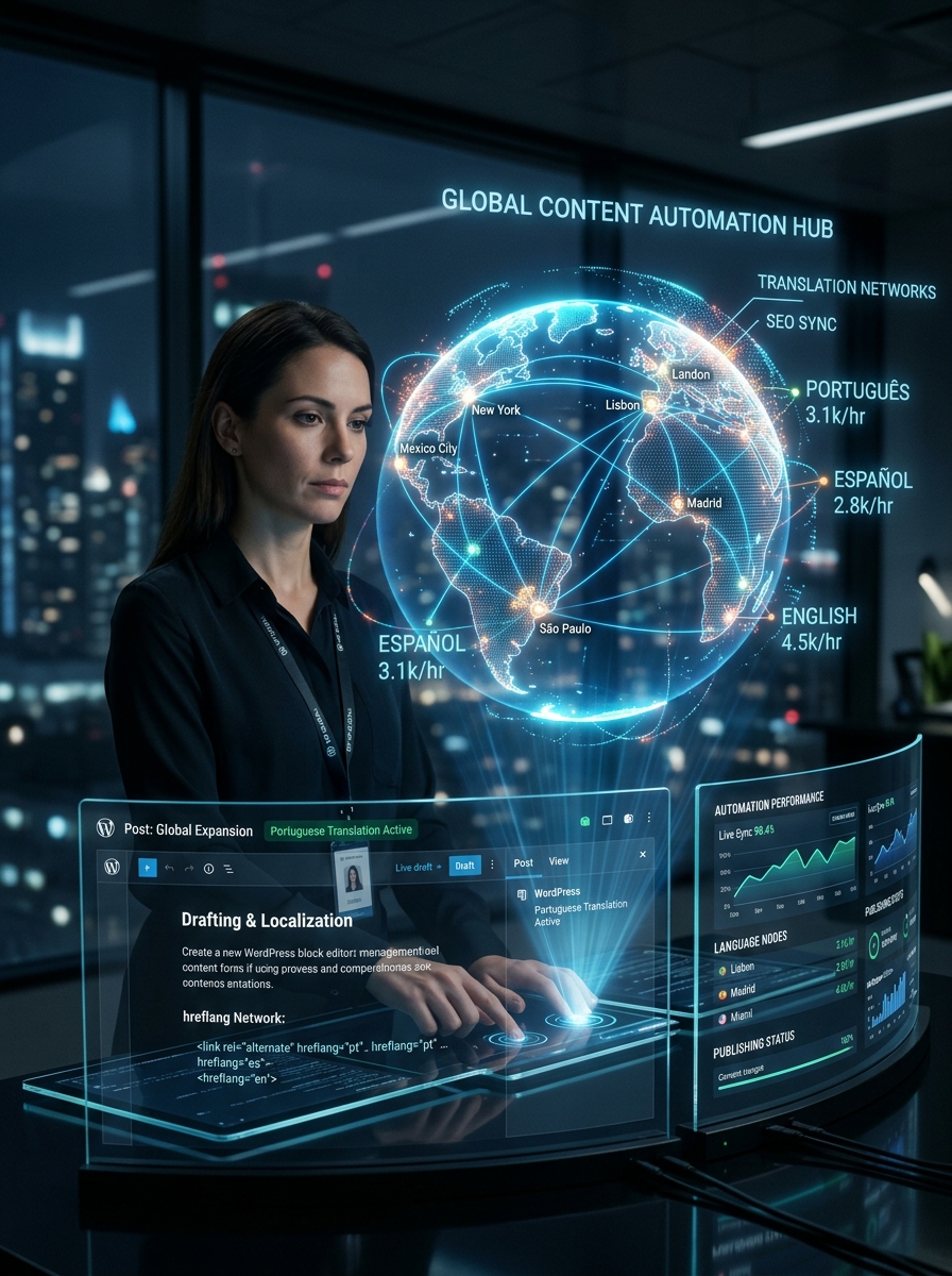 Automação de Publicação de Posts para Sites WordPress com Transcriação Multilíngue e Mapeamento Hreflang